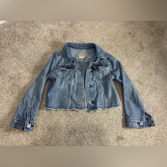 VTG Y2K Polo Ralph Lauren Sport Denim Jacket Youth Sz 5 Cropped Raw Hem - Picture 6 of 6